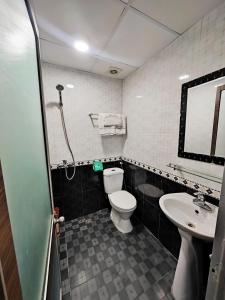 a bathroom with a toilet and a sink at Star Hotel in Cat Ba