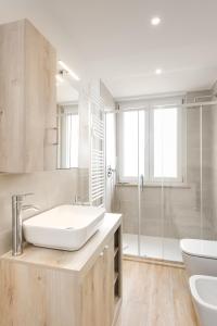 La salle de bains est pourvue d'un lavabo, de toilettes et d'une douche. dans l'établissement Flats4rent Chiara, à Vérone