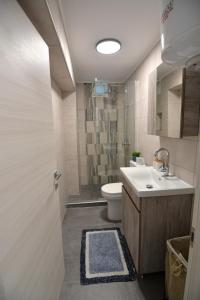 a bathroom with a sink and a toilet at Blue Lagoon 1 in Kavala