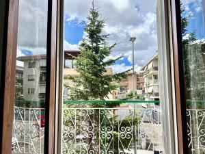 uma árvore de Natal é vista através de uma janela em Nonno Gervasio em Roma
