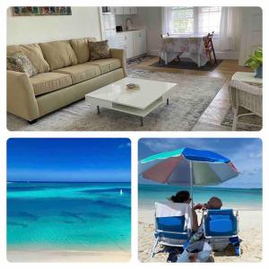 sala de estar con sofá y sombrilla en la playa en 30 Sec Walk to Beach, en Nassau
