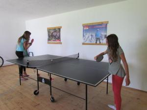 two girls playing ping pong in a ping pong table at Schleicherhof III in Strass im Zillertal