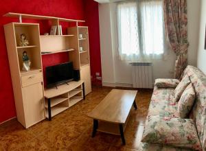 a living room with a couch and a tv at Piso centrico en Irun in Irún