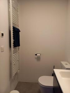 uma casa de banho branca com um WC e um lavatório em Starling em Oud-Turnhout
