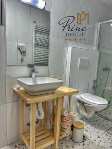 a bathroom with a sink and a toilet at Princ house in Leskovac +22 photos