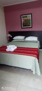 - une chambre avec un lit et 2 serviettes dans l'établissement Hotel Don Enrique, à El Soberbio