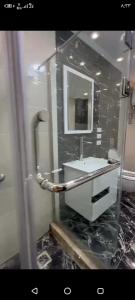 a bathroom with a sink and a mirror at Dokki in Cairo