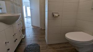 a bathroom with a white toilet and a sink at Ferienwohnung im Thermenland in Fürstenfeld