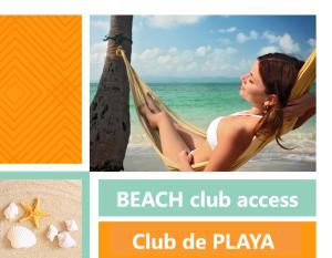 SOL CARIBE SUITES - PLAYA LOS CORALES - beach club, wifi, swimming pool في بونتا كانا: ملصق صور لامرأة على أرجوحة