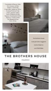 un collage de photos d'une chambre avec un lit et un bureau dans l'établissement The brothers house Appartamento alla Zisa, à Palerme