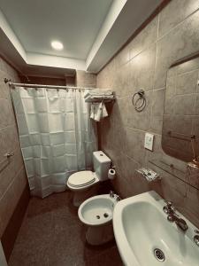 a bathroom with a toilet and a sink at Departamento BELGRANO CENTRO in Paraná +8 photos