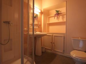 een badkamer met douche, toilet en wastafel bij Charmant Gîte Indépendant au Coeur d'un Village de Campagne avec Cour Fermée - FR-1-582-222 in Saint-Didier-sur-Doulon +5 foto's