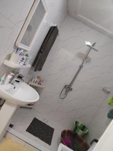 a bathroom with a sink and a shower in it at Appartement Elegant in Conakry