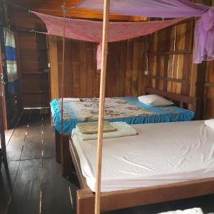 a bedroom with two bunk beds in a cabin at Banlung Mountain View Treks & Tours in Banlung