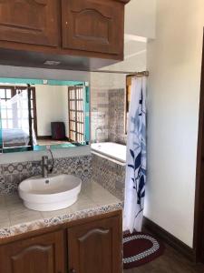 波爾多·格尼拉的住宿－Casa Del Faro，浴室配有盥洗盆和浴缸。
