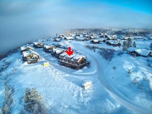 - une vue aérienne sur un complexe dans la neige dans l'établissement Dobbel Feriehus - Bortelid/Åseral, à Tjaldal