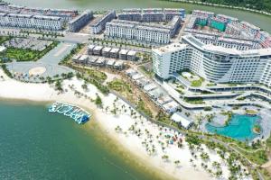 an aerial view of a resort on a beach at 2702 HHG Apartment in Hai Phong