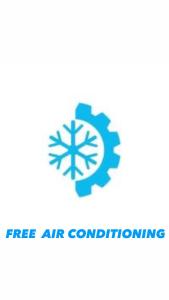 a sign that reads free air conditioning with a snowflake at Kefalonitis Hotel Apartments in Paphos City