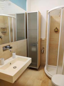 a bathroom with a sink and a shower at Borgo La Torre alle Tolfe in Siena
