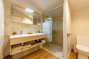 a bathroom with a sink and a shower at Ô DOMAINE DU ROUSSILLON 