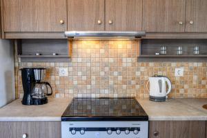 a kitchen counter with a stove and a blender at Bonzoe #5 in Parikia