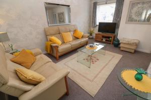 Gwarth An Drae في هيلستون: غرفة معيشة مع أريكة وتلفزيون