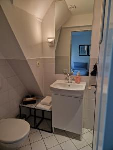 a bathroom with a sink and a toilet at Magni Boutique Hotel in Braunschweig +37 photos