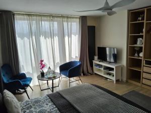 TV a/nebo společenská místnost v ubytování Chambre deluxe au 2ème étage, chambre double au 4ème étage NOT A HÔTEL