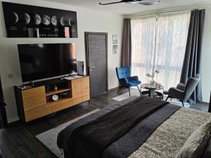 TV a/nebo společenská místnost v ubytování Chambre deluxe au 2ème étage, chambre double au 4ème étage NOT A HÔTEL
