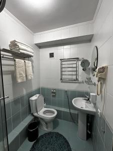 a bathroom with a toilet and a sink at Санаторий Казахстан in Gornyy Gigant
