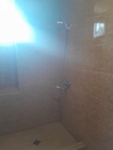 La salle de bains est pourvue d'une douche avec une porte en verre. dans l'établissement Holiday Home Ekaterine, à Telavi