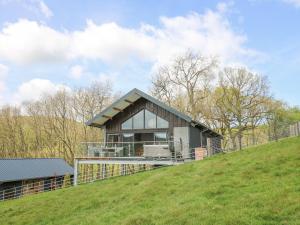 a house on top of a grassy hill at Barcud Coch - Red Kite in Welshpool