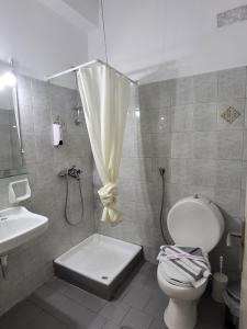 een badkamer met een douche, een toilet en een wastafel bij ASTIR COSY LIVING HOTEL in Áyios Konstandínos