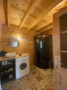 Koupelna v ubytování Le Chalet avec jacuzzi privatif
