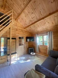 TV a/nebo společenská místnost v ubytování Le Chalet avec jacuzzi privatif