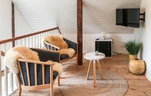 ein Wohnzimmer mit 2 Stühlen und einem TV in der Unterkunft Gorgeous Home In Tistrup With Kitchen in Tistrup