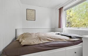 Ce lit se trouve dans un dortoir blanc doté d'une fenêtre. dans l'établissement Stunning Home In Kalundborg With Kitchen, à Kalundborg