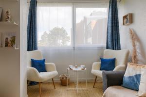 Χώρος καθιστικού στο Le Coquillage Bleu - Parenthèse marine à Cabourg