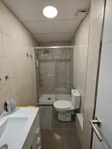 a bathroom with a toilet and a shower and a sink at Zona muy tranquila todo nuevo in Madrid +7 photos