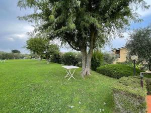 a picnic table under a tree in a yard at Country House Bardolino in Bardolino