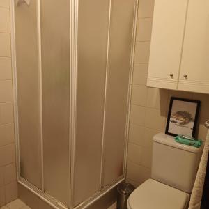 a bathroom with a toilet and a cabinet at Casa Familiar Porto in Porto