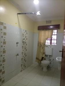 a bathroom with a toilet and a shower and a sink at Merricks Guest House in Litein