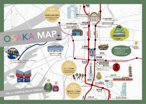 a map of the osaka map at vacation rental SARAKU 茶楽来 in Osaka