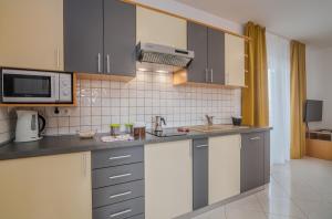 La cuisine est équipée d'un évier et d'un four micro-ondes. dans l'établissement Apartments Kvarner, à Malinska