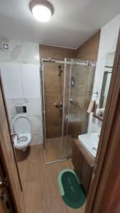 un bagno con doccia, WC e lavandino di BOROVI 3 - Tartufo Nero a Divčibare