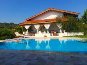 a swimming pool in front of a house at Ionia Guest House in Aydın