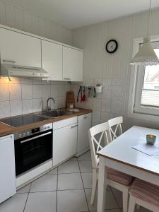 Kuchyň nebo kuchyňský kout v ubytování Albertsdorf Schwalbennest 1
