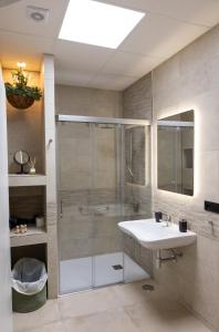 W łazience znajduje się umywalka i prysznic. w obiekcie HGB CATHEDRAL w Alicante