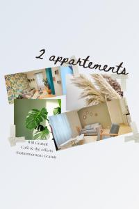 une chambre avec des éléments et un vocabulaire architectural z appartements dans l'établissement Appartements à thème, à Clermont-Ferrand