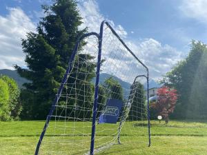 una red en un campo con una bola dentro en Chalet Panoramablick Zell am See en Zell am See